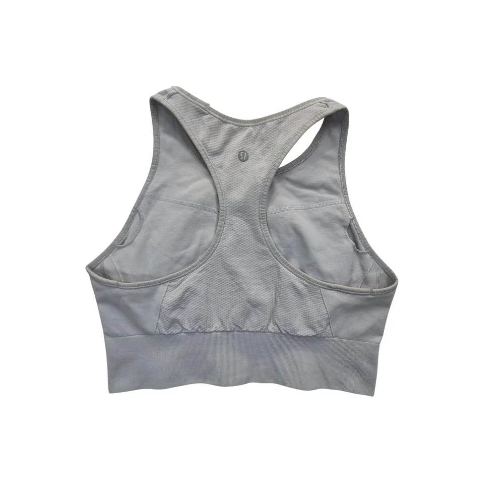 Lululemon Ebb to Train High Neck Sports Bra Women's 10 Gray Racerback